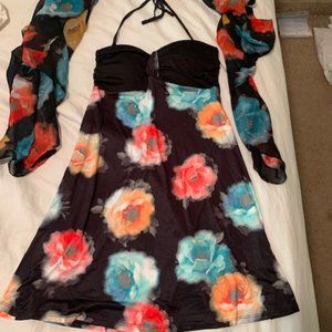 La Vie en Rose Aqua 4 piece Black Floral Set NEW